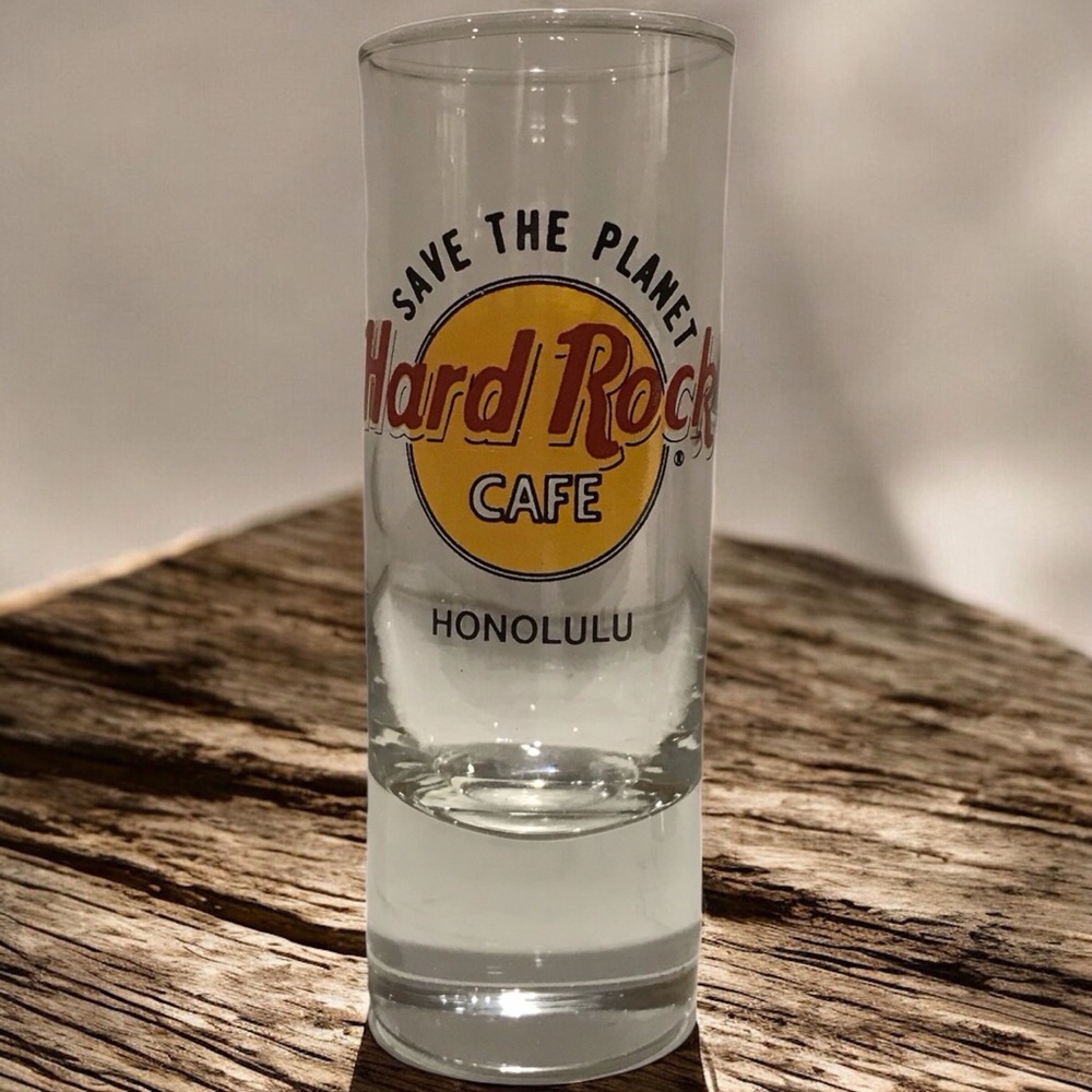 Genuine Hard rock café Honolulu logo collectible‎ tall shot glass 4”